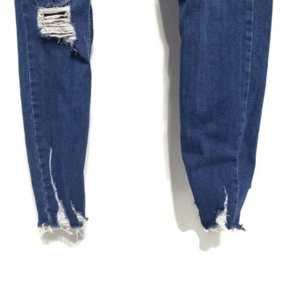Free People Jeans Shark Bite Blue Distressed Skinny Size 26 Blue Denim - Picture 6 of 11